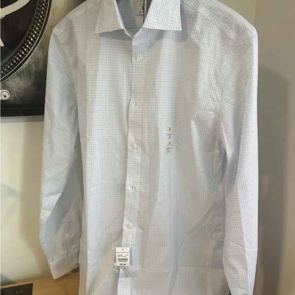 Joseph Abboud Blue & White Checkered Non-Iron Modern Fit Dress Shirt S:16 34/35 - Picture 3 of 5